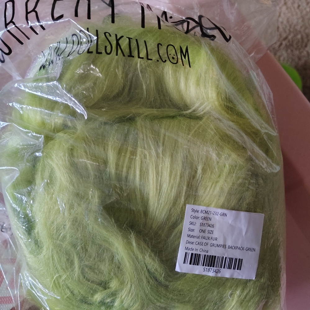 Lime Green Faux Fur Fabric Mini Backpack From Dollskill